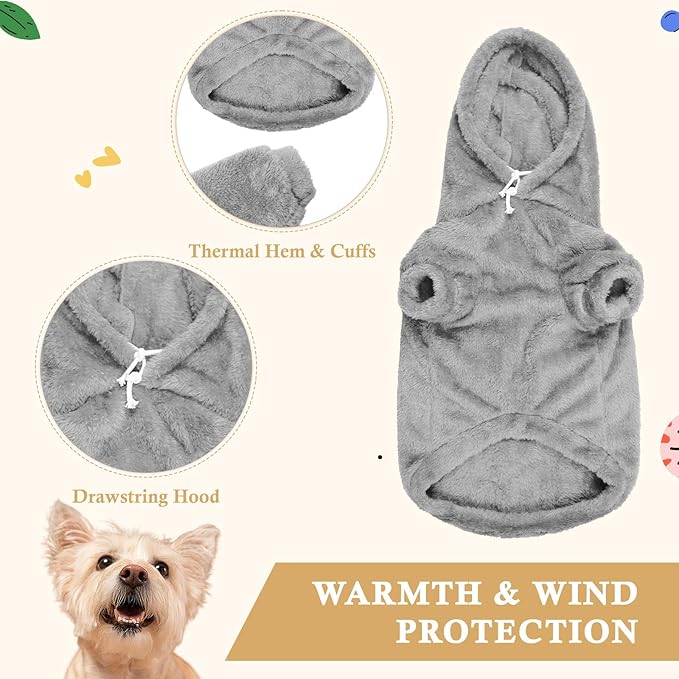 4XL Dog Sweaters for Large Dogs,Dog Hoodie,Warm Fuzzy Fleece Sweatshirt with Hood & Pocket,Leash Hole,Cozy Cold Weather Pet Clothes Sweater Hoodie for Large Dogs(Grey,4XL)