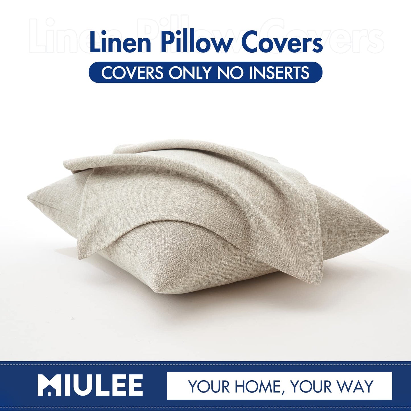 MIULEE 24x24 Inch Pack of 2 Decorative Linen Burlap Textured Euro Pillow Covers Farmhouse Boho Accent Pillowcases Spring Home Decor for Couch Sofa Bedroom Living Room Taupe