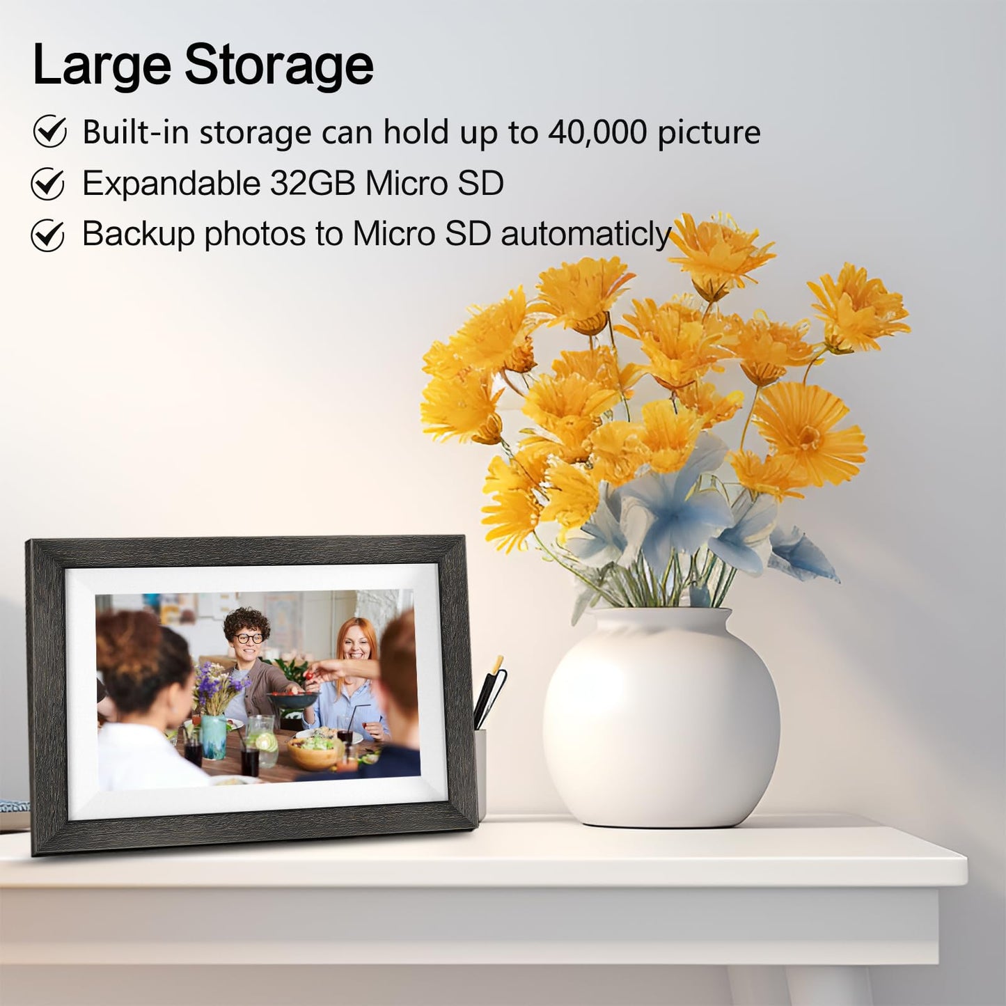Frameo Digital Photo Frame,10.1 Inch WiFi Smart Digital Picture Frame with HD IPS Touch Screen,Auto-Rotate,Send Pictures from Anywhere via Frameo APP,Gifts for Mom