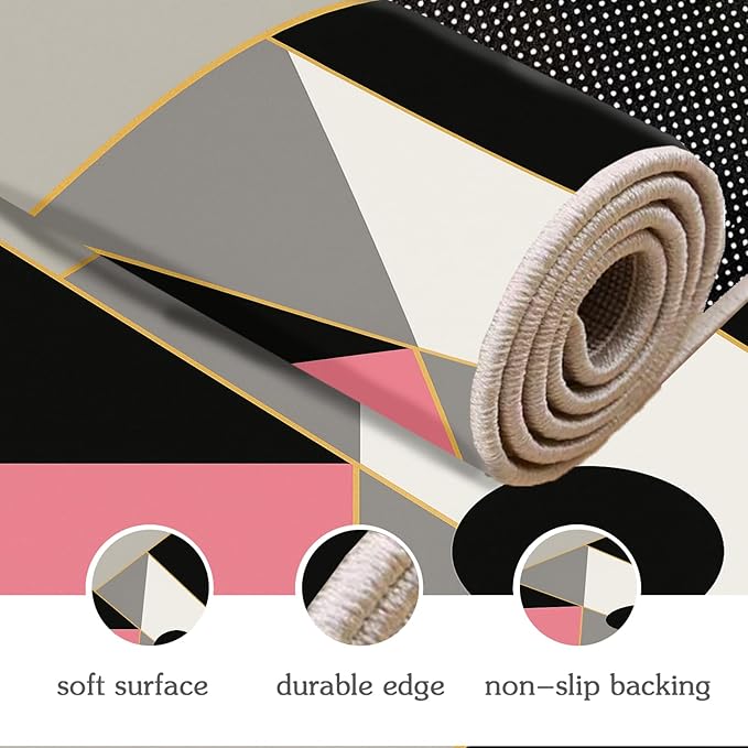 Abstract Geometry Rug - 4x5 Rug, Modern Geometry Area Rugs, Minimalist Aesthetics Outdoor Rugs, Washable & Non Slip Carpet Home Decor