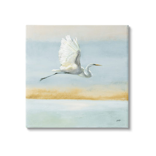 Stupell Industries Egret Bird Ocean Breeze, 24 x 24 Inch Canvas Wall Art