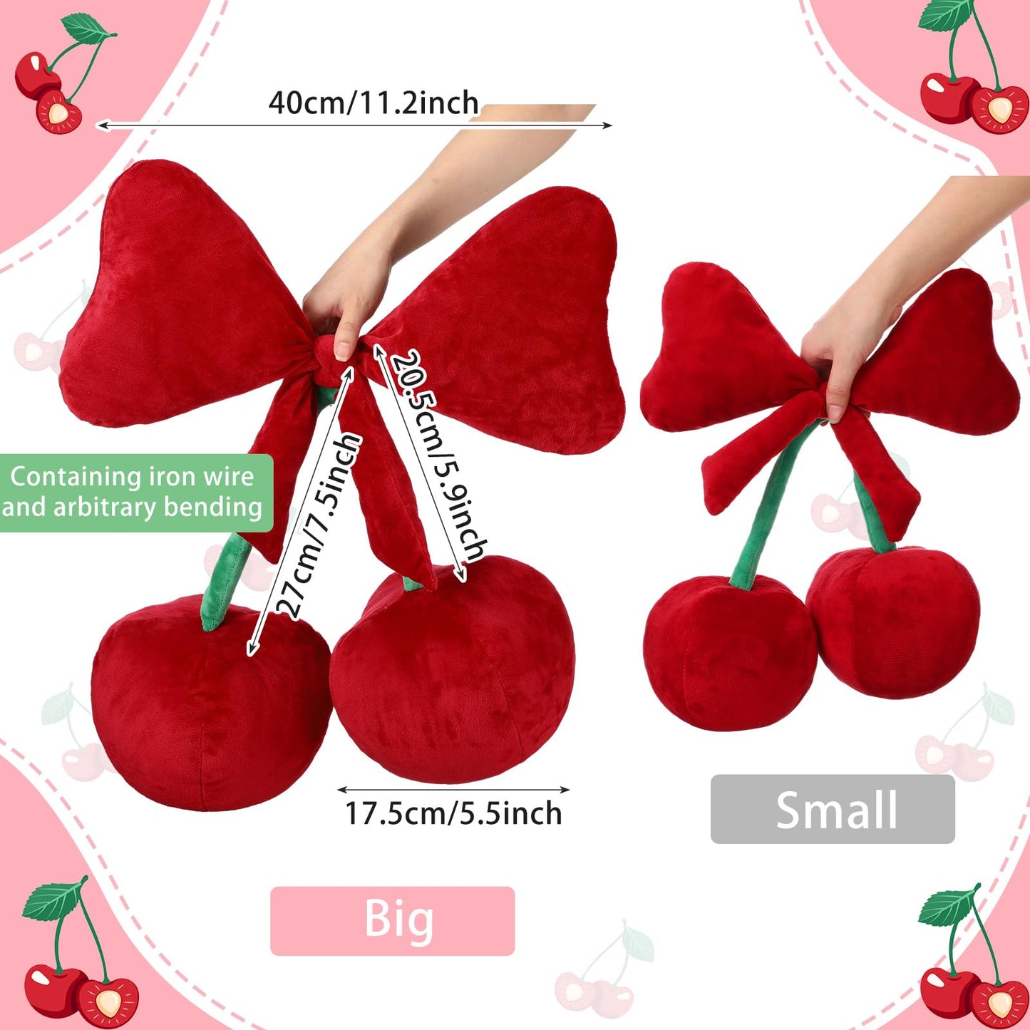 Beeveer Bow Cherry Throw Pillow Aesthetic Cute Coquette Room Decor Funny Preppy Stuff Gifts for Teen Girl Bedroom Living Room Sofa Bed Chair Decoration(Wine Red,Large)