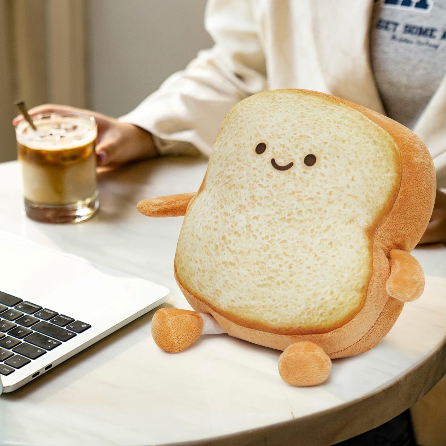 Pacreck Toast Bread Plush Pillow Toy Bread Doll Funny Cute Food Plushies Stuffed Animal Soft Birthday Party Xmas Gifts 12in