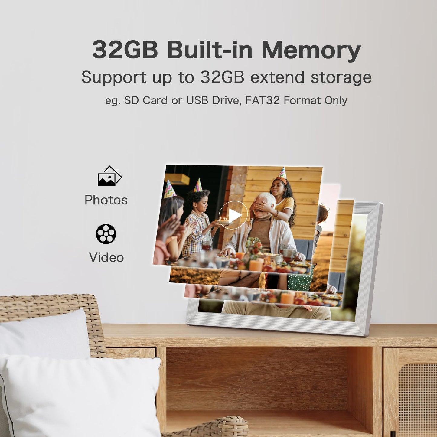 Frameo Digital Picture Frame 2 Pack, 1pc 15.6 Inch Photo Frame Electronic 32GB Memory, 1920 * 1080 Touch Screen, 1pc 10.1inch 1280 * 800 Digital Photo Frame 32GB Memory, Auto-Rotate, Share Photo Video