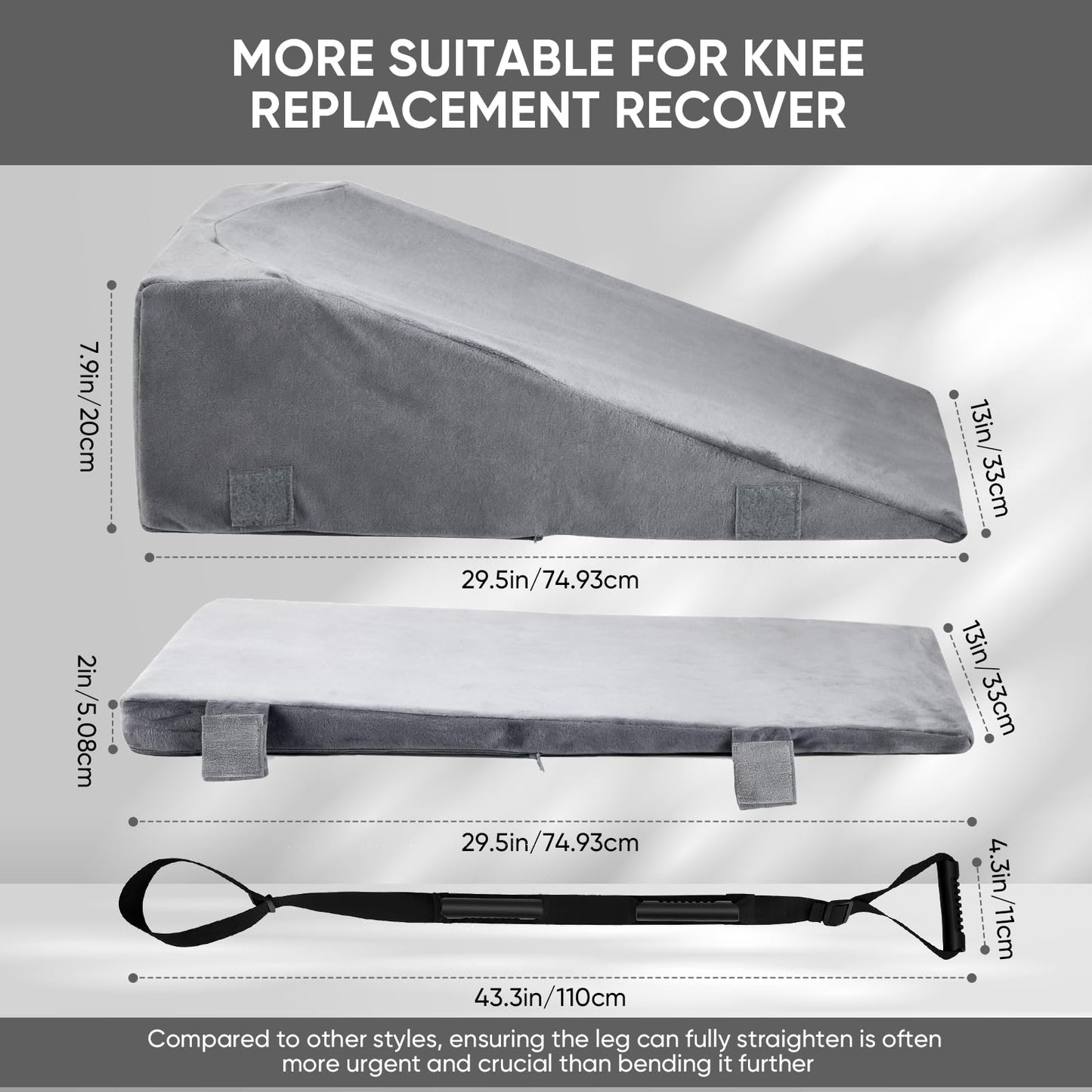Leg Elevation Pillows for After Surgery, 2 in 1 Leg Lifter for After Knee Surgery with Leg Lifter, Adjustable Wedge Pillow Relieves Joint Pain After Surgery Ergonomic Curve for Hip Ankle Pain Relief