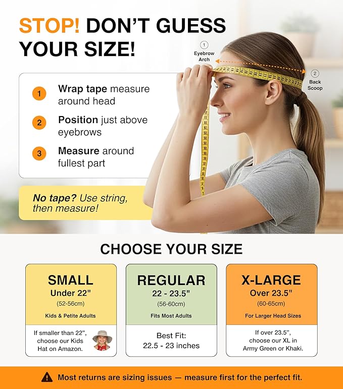 GearTOP Safari Hat for Men Sun Hats for Women UV Protection UPF 50+ Fishing, Gardening, Hiking Hat (22-23 1/2")