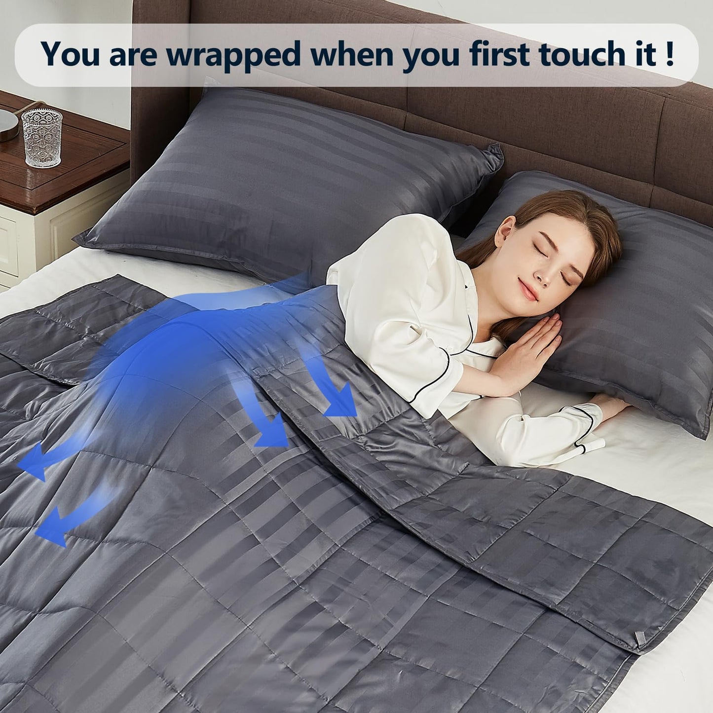 anfie Weighted Blanket King Size for Adults (80"x87" 20lbs Stripe Grey),Cooling Heavy Blanket for Sleeping Perfect for 190-210 lbs, Breathable Blanket for Adults & Couple All Season, Machine Washable