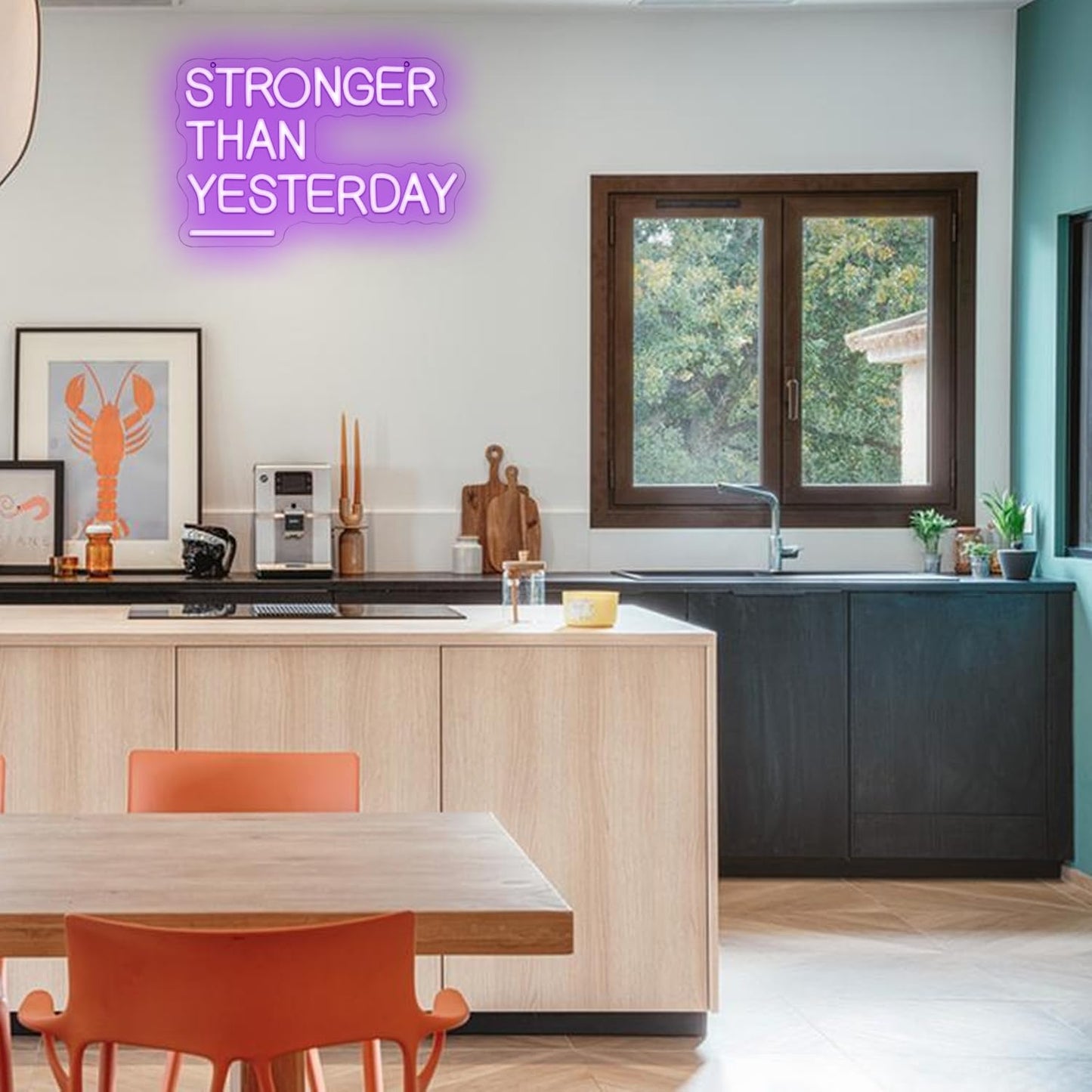 Gyaksjm Stronger Than Yesterday Neon Sign for Wall Decor Gym Neon Light Purple Letter Neon light sign Dimmable USB Powered LED Neon Signs for Home Gymmer Fitness Club Classroom