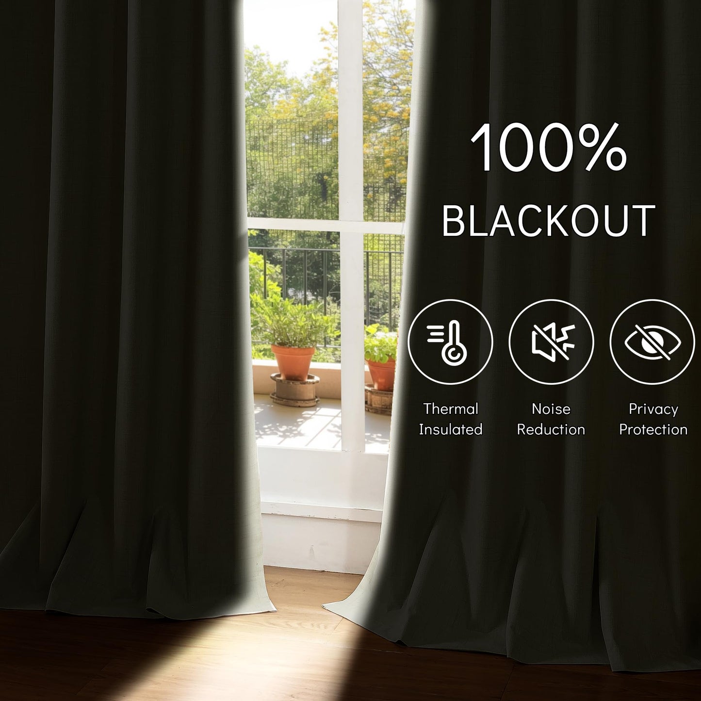 ChrisDowa 100% Blackout Curtains for Living Room - Linen Curtains 90 Inch Curtains Grommet Top Thermal Curtain Total Blackout Drapes Privacy Protection for Bedroom 2 Panels, Cream 52" W x 90" L