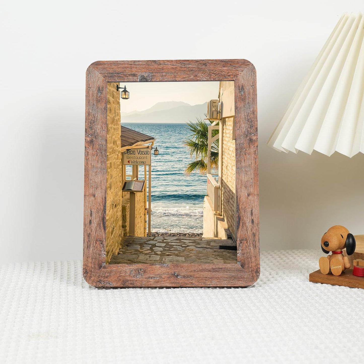 ZPAN 5x7 Picture Frames Set of 4, Barn Wood Picture Frame with Real Glass, Rustic Wooden Picture Frame with Rounded Corners, Suitable for Hanging or Tabletop Display (Barn Wood)