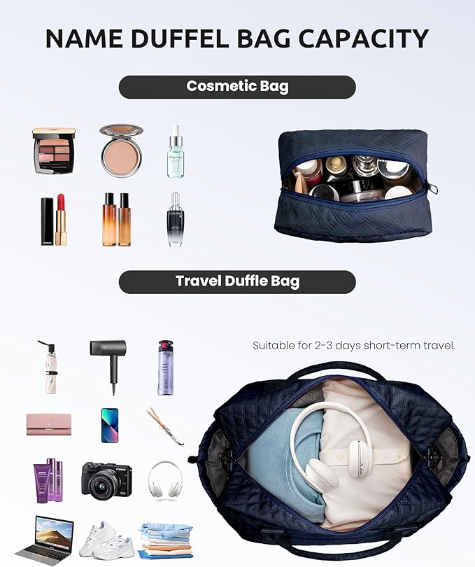 Vogewood Birthday Gifts for 6-13 Year Old Girls - Personalized Duffle Travel Bags, Monogram Overnight Bags with Makeup Bag Gifts for Family (Letter Z)