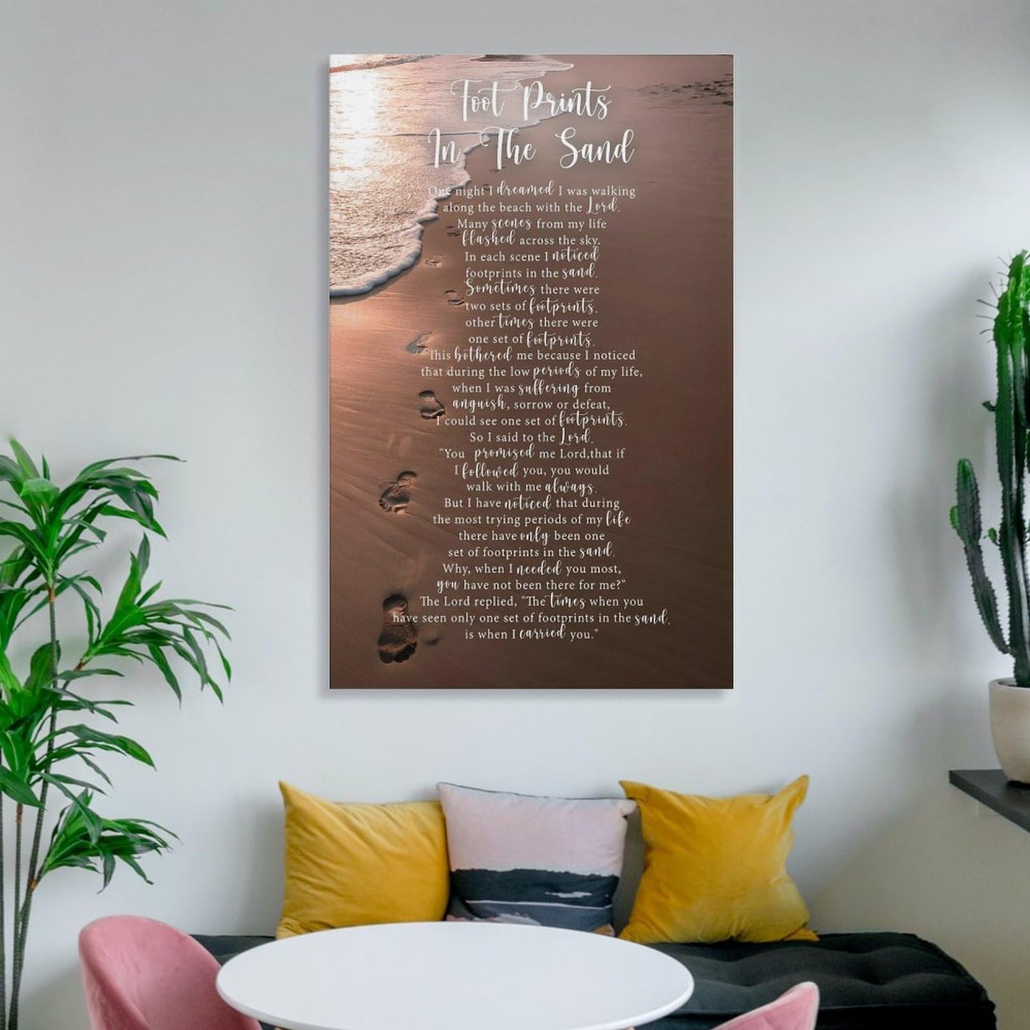 Footprints in The Sand Inspirational Poem Canvas Art Poster And Wall Art Picture Print Modern Family Bedroom Decor Posters UnFramed-3,12x18inch(30x45cm)