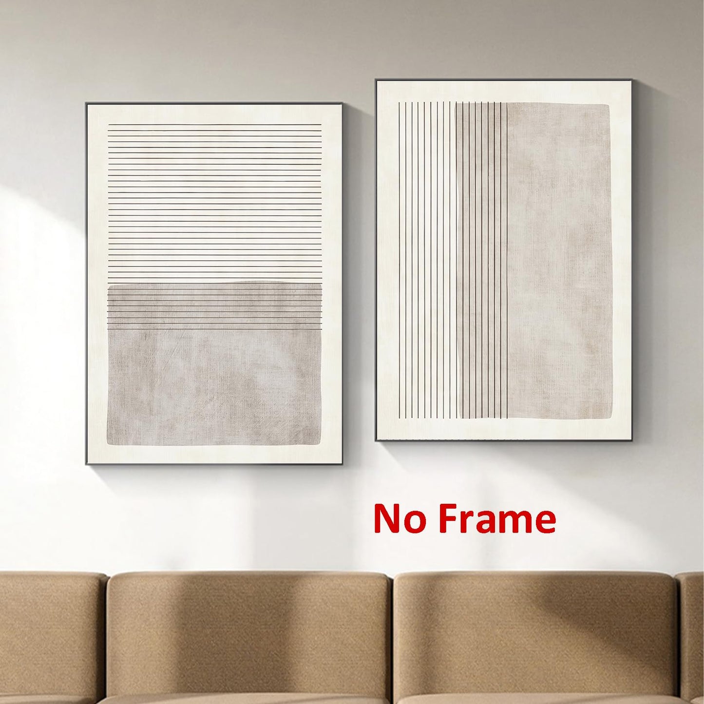 Gray Beige Abstract Wall Art Black Minimalist Line Art Gray Modern Artwork Abstract Gray Painting Minimalist Beige Poster Modern Line Art Prints Neutral Minimalist Wall Art for Bedroom 16x24inx2 No Frame