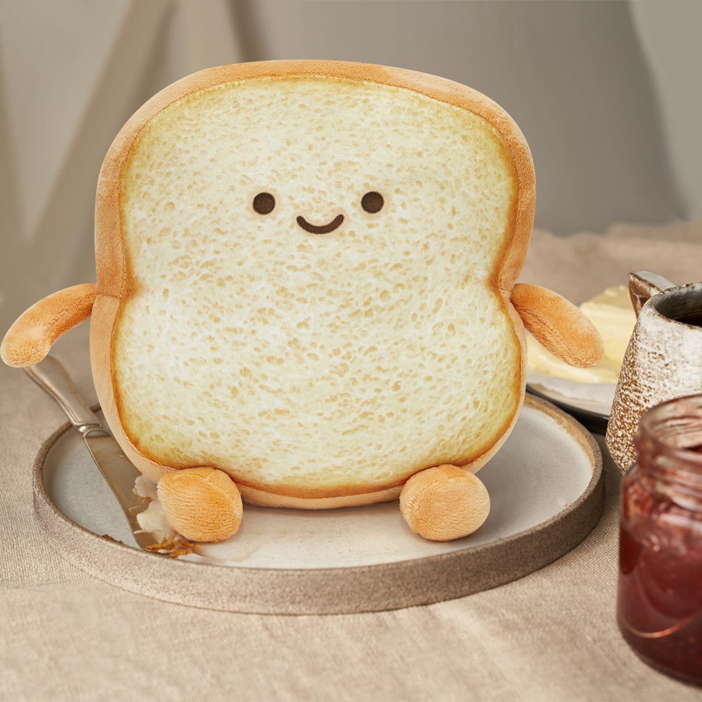 Pacreck Toast Bread Plush Pillow Toy Bread Doll Funny Cute Food Plushies Stuffed Animal Soft Birthday Party Xmas Gifts 12in