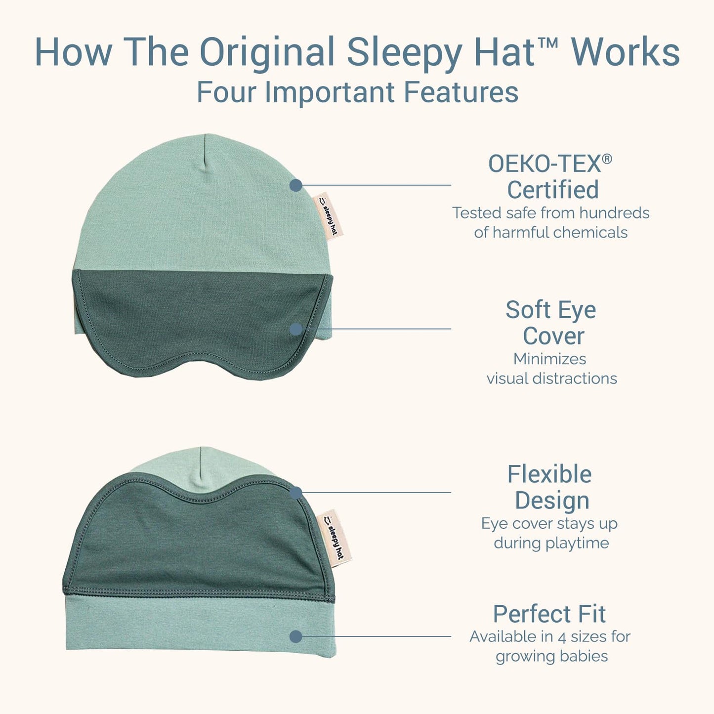 Sleepy Hat The Original Baby Sleep Mask & Soft Eye Shade – Newborn Hat, Sun Hat & Beanie for Travel, Home Yellow – 6-12M