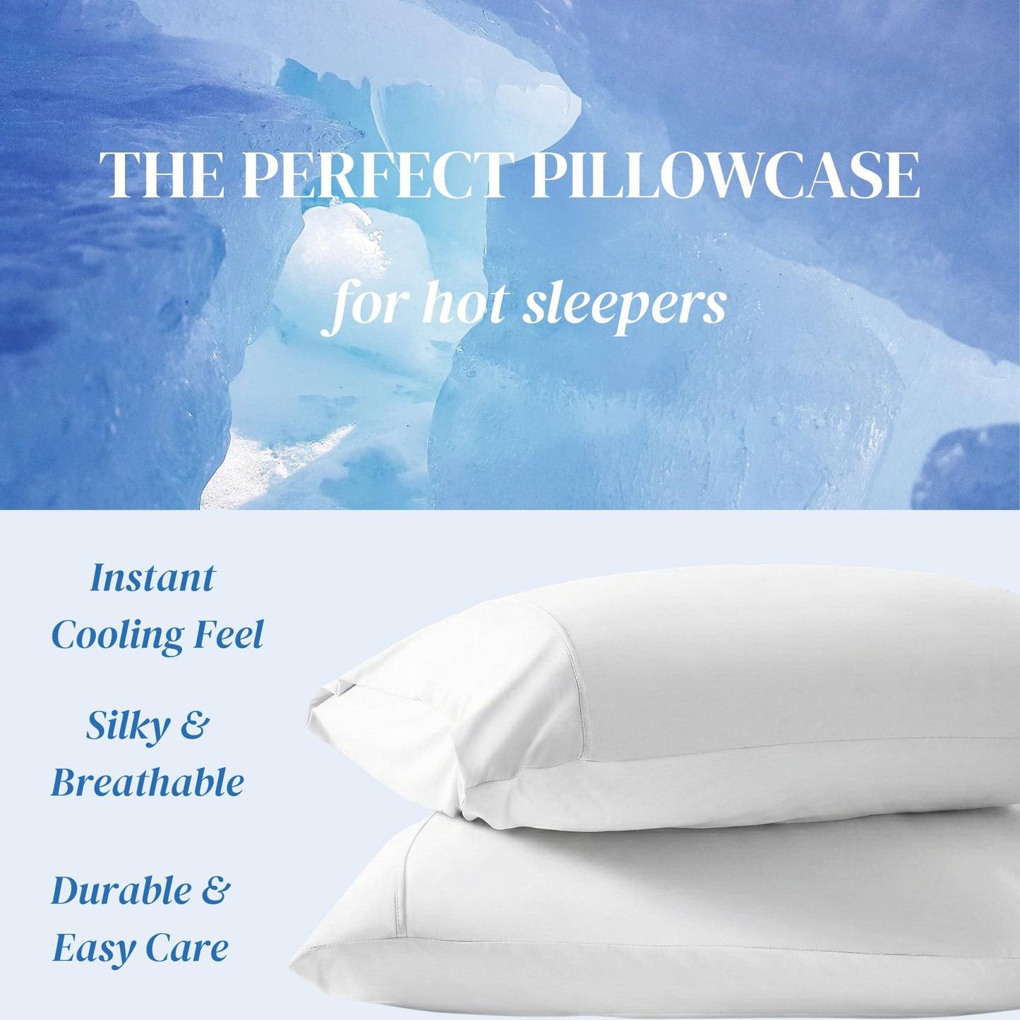 Beckham Hotel Collection Bed Pillows with Cooling Pillowcases for Hot Sleepers, Queen Size Sets of 2, Soft Down Alternative Pillow for Sleeping, Envelope Cases, White