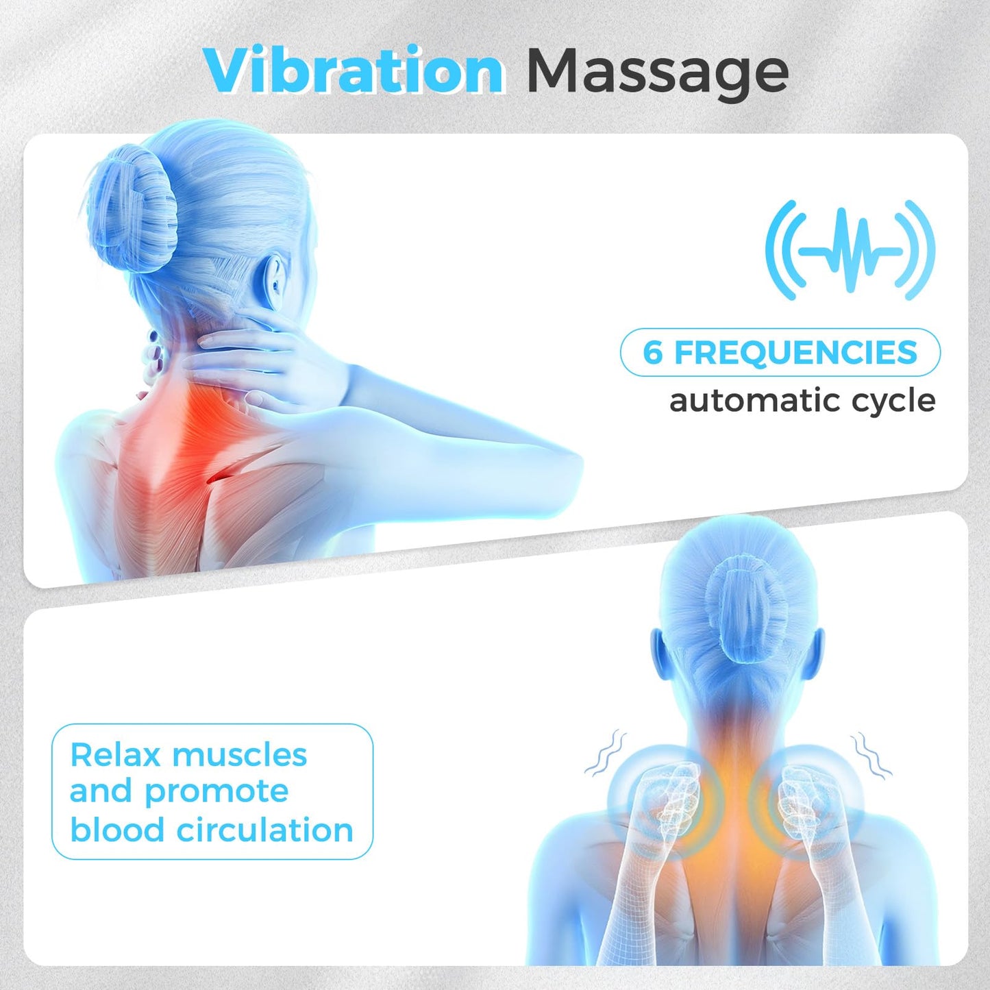 HMEEN 3 in 1 Neck Massager Pillow with Heat,Vibration & Airbag Traction - Neck Stretcher with Auto/Manual Modes, 30-Min Timer - Cervical Massage Pillow for Neck Relaxation and Decompression