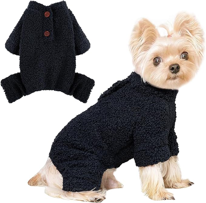 Dog Sweaters for Small Dogs Winter Dog Pajamas Sized Dogs Boy Girl Fleece Pet Clothes Puppy Outfit 4 Legs Jumpsuits for Chihuahua Yorkie Cat Apparel, Blue, S