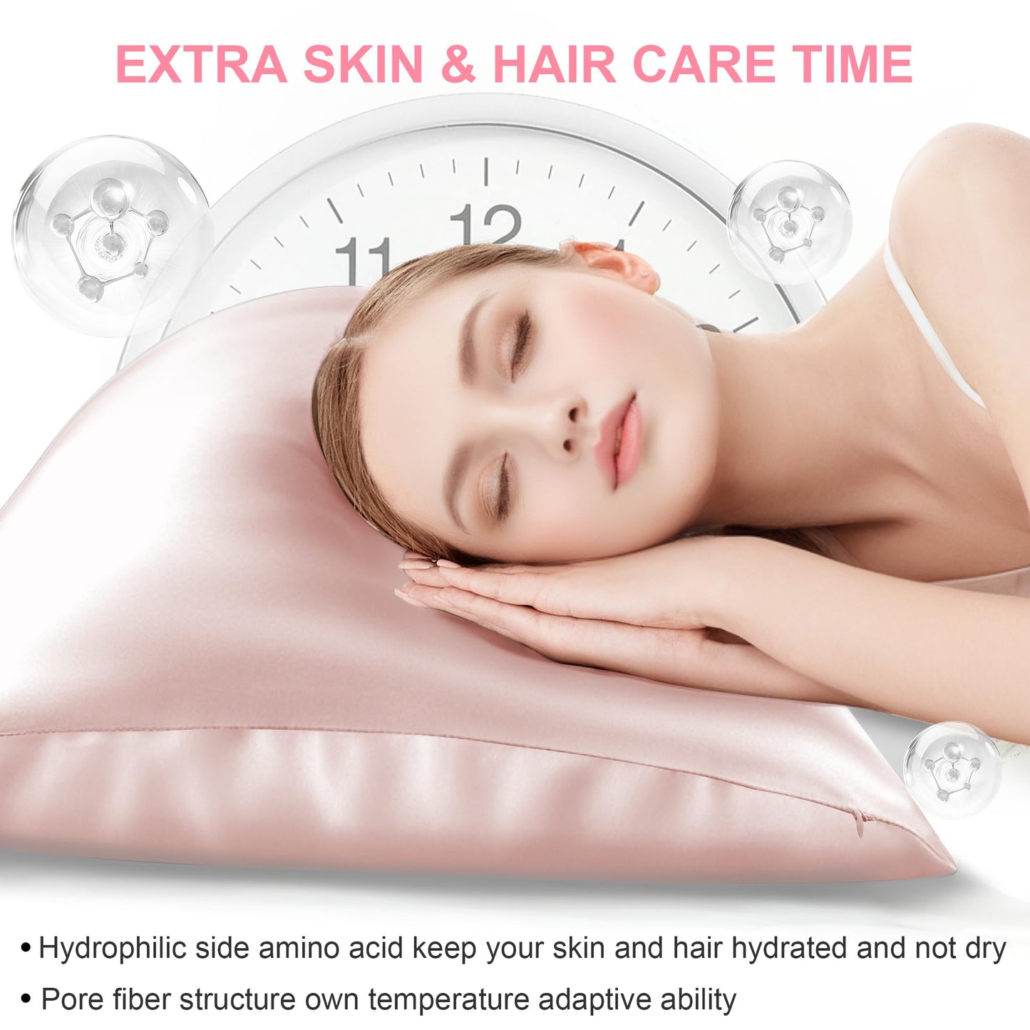 Silk Body Pillow Cover with Zipper, Mulberry Silk Pillow Cases Body Size, Ultra Smooth and Soft Breathable Cooling Silk Satin Body Pillowcase for Hair and Skin, Coral Pink (20x54 Inches, 1 Pack)