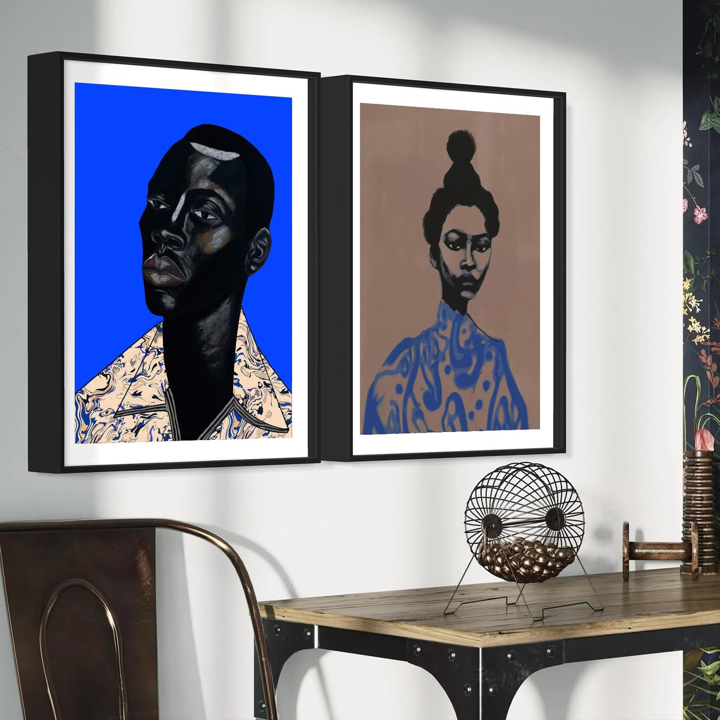 African American Women Canvas Prints Black Girl Poster Black Man Portrait Wall Art Modern Abstract Art Print Contemporary African Wall Decor for Bedroom Bathroom Living Room Decor - Unframed 12x16inch