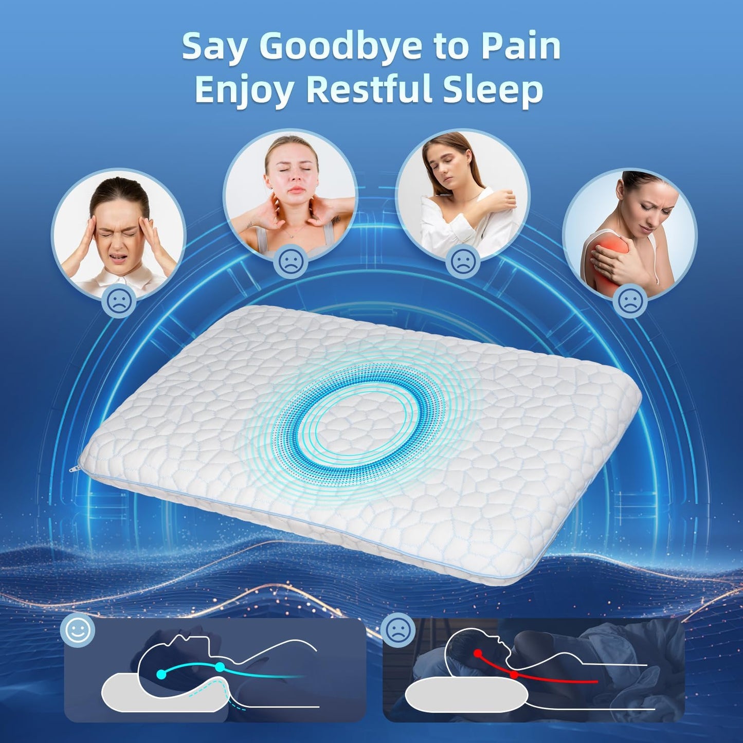 Ultra Thin Flat Pillows for Sleeping,Cooling Slim Memory Foam Pillow 2.25 in Height Ultra Thin Pillow,Low Profile Sleeper Pillows for Stomach Sleeper for Neck and Back Support Stomach sleeping pillow