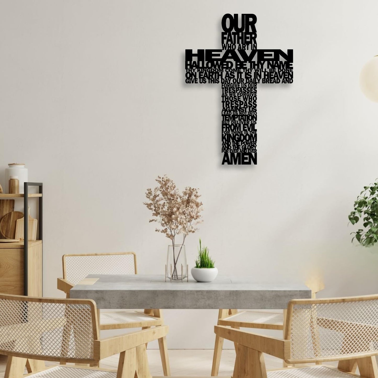 LIYOUYA Metal Cross Wall Decor - Rustic Farmhouse Decor Black Prayer Text Cross Wall Art Home Decor for Living Room, Bathroom, Bedroom, Dining Room, Office, Church (Black)