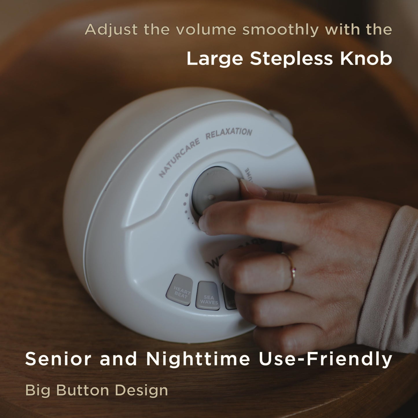 WELLCARE - Naturcare Sound Relaxation: White Noise & 7 Nature Sound Machine, Sleep Aid for Babies, Kids & Adults, Stepless Volume Control, Timer, Dual Power (Adapter or Batteries, Both Not Included)