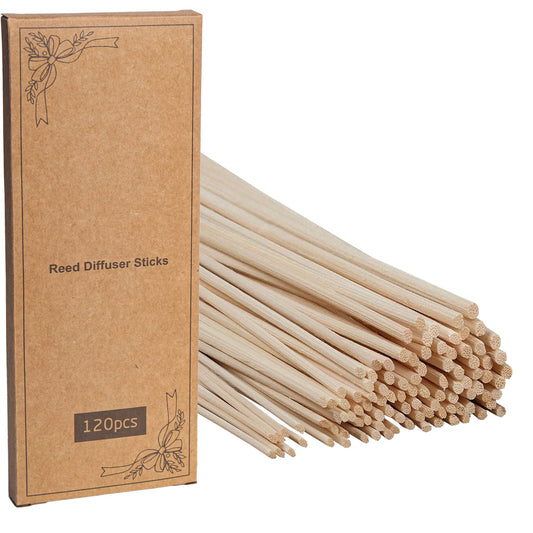 LWH-US 120 PCS Reed Diffuser Sticks,10 Inch Natural Rattan Wood Sticks,Essential Oil Aroma Diffuser Replacements Sticks for own Space (Primary Color) 103.70.59 inch