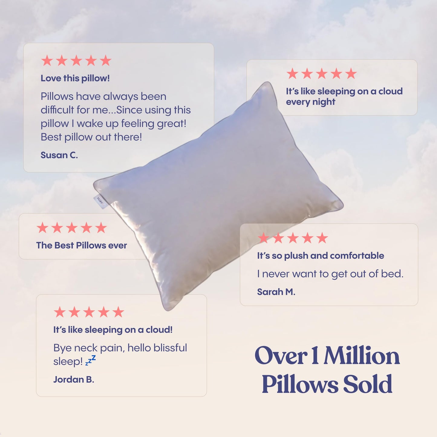 FluffCo Basics Down Alternative Bed Pillows - Cooling Cotton Shell with Supportive Gel-Fiber Fill - Pillows for Side, Back, and Stomach Sleepers - Made in USA - Standard/Queen Size, Set of 2
