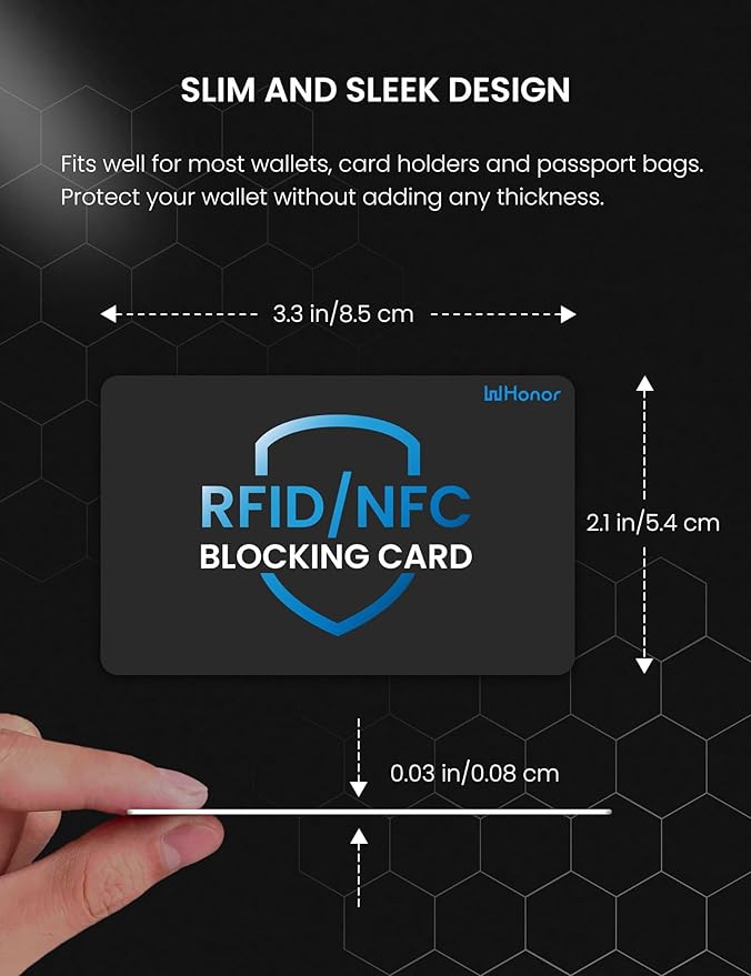 WHonor RFID Blocking Card 5 Pack, Bank Debit Credit Card Protector, Anti-Theft Contactless NFC Blocker, Entire Wallet Protection (5)