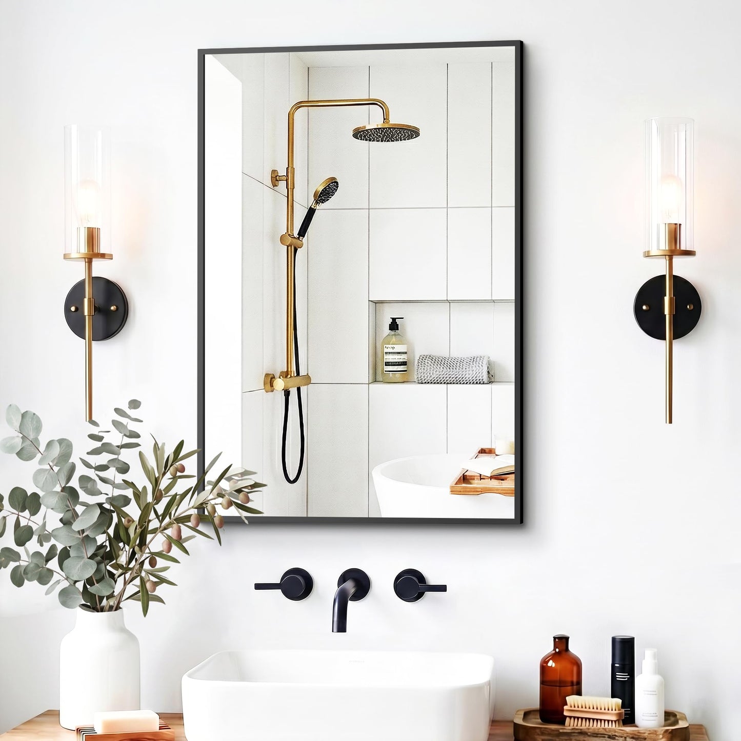 LAWADA Bathroom Mirror for Wall, 2 Pack 20"x30" Black Vanity Mirror with Metal Frame for Over Sink, Bathroom, Bedroom, Living Room, Entryway