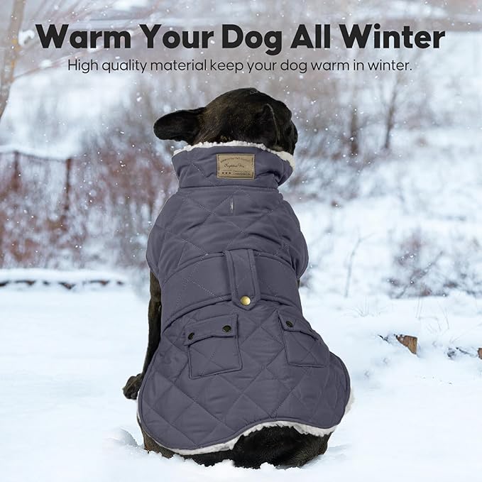 KYEESE Dog Coat Warm Pet Winter Puffer Coat with Leash Hole Soft Pet Sweater for Cold Weather Waterproof Dogs Jacket with Fleece Lined Thick Pets Clothes with Pocket Windproof Dog Coats for Small Dogs