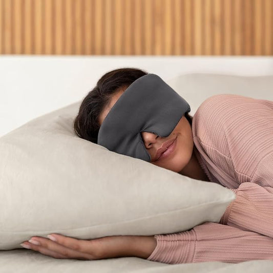 Baloo Silk Weighted Sleep Mask (Black) | Sound-Muffling Blindfold for Deep Sleep | Eye Mask with Amethyst Crystal | Relaxation & Tranquillity Mask