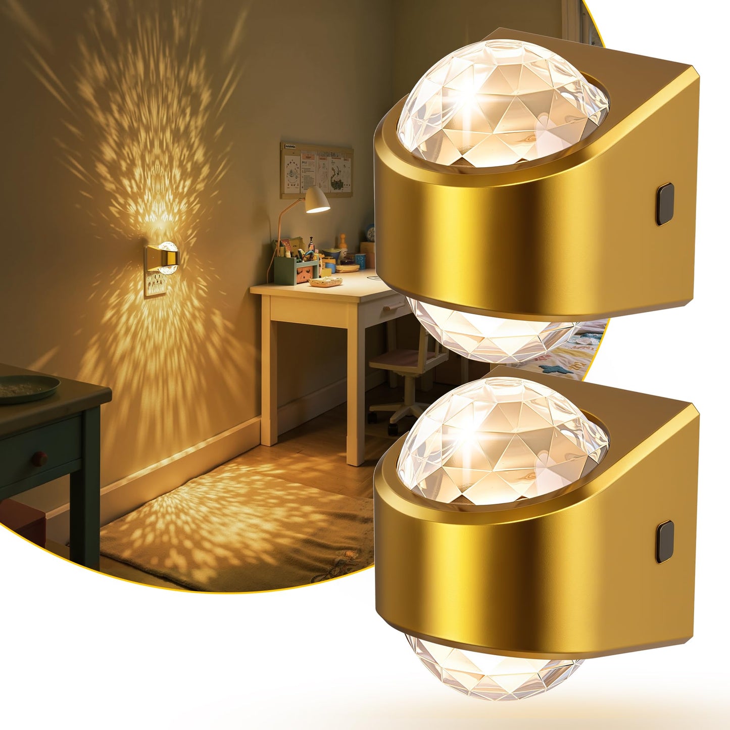 L LOHAS LED Projector Night Light,[2-Pack] Night Lights Plug into Wall,Dusk to Dawn Sensor,3000K Soft White,Brightness Adjustable,Projector Nightlight for Bathroom Bedroom Hallway