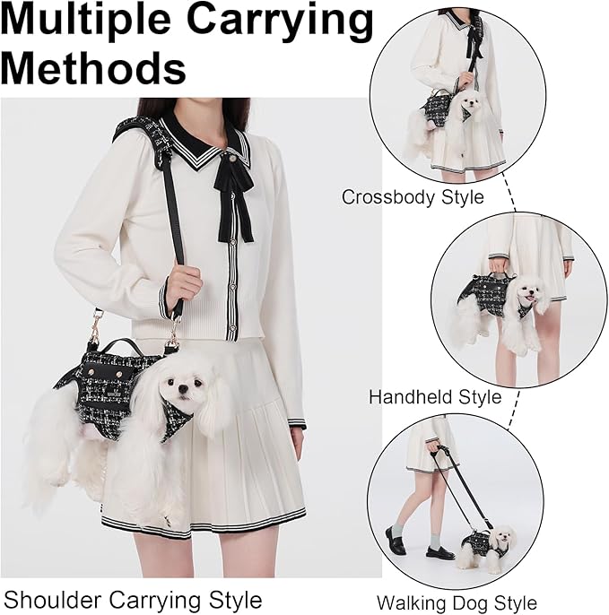 Wakytu Dog Lift Harness Dog Carrier Dog VES Harness Adjustable Dog Leash with Small Puppy Treat Bag（Black,XS）