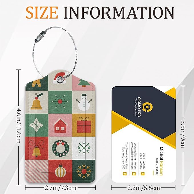 Snowman Snowflake Luggage Tags for Suitcase 3 Pack, Privacy Cover ID Label with Stainless Steel Loop and Address Card for Travel Bag Suitcase