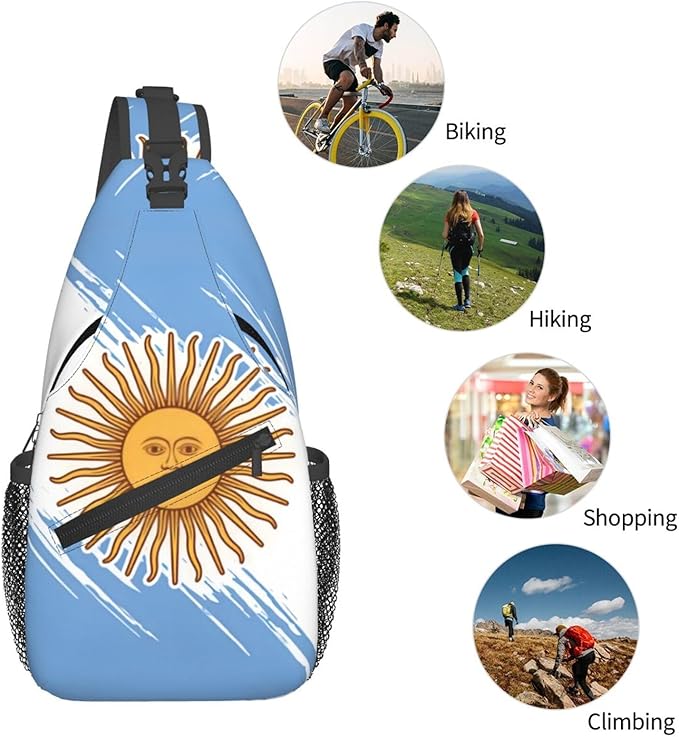 Argentina Flag Sling Bag Multipurpose Crossbody Sling Backpack Travel Cycling Hiking Shoulder Bag For Women Men