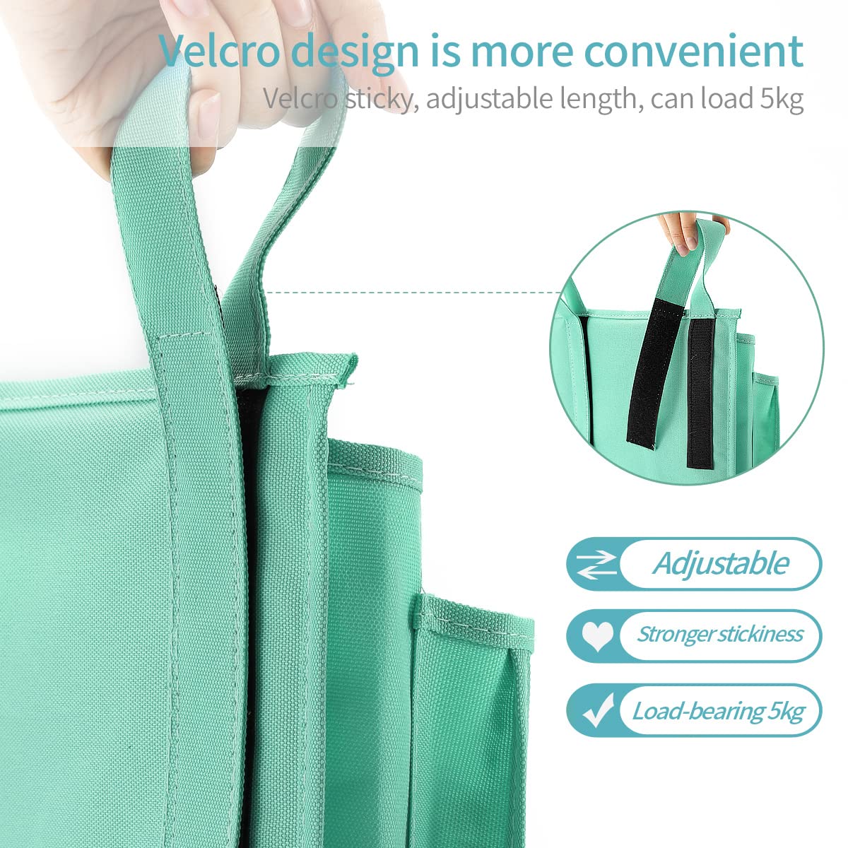 Bseash Bunk Bed Organizer, Bedside Caddy Hanging Bed Organizer Storage Bag 8 Pockets, for College Dorm Rooms Bed, Hospital Bed, Baby Bed Rails, 600D Oxford Cloth (Light Green)