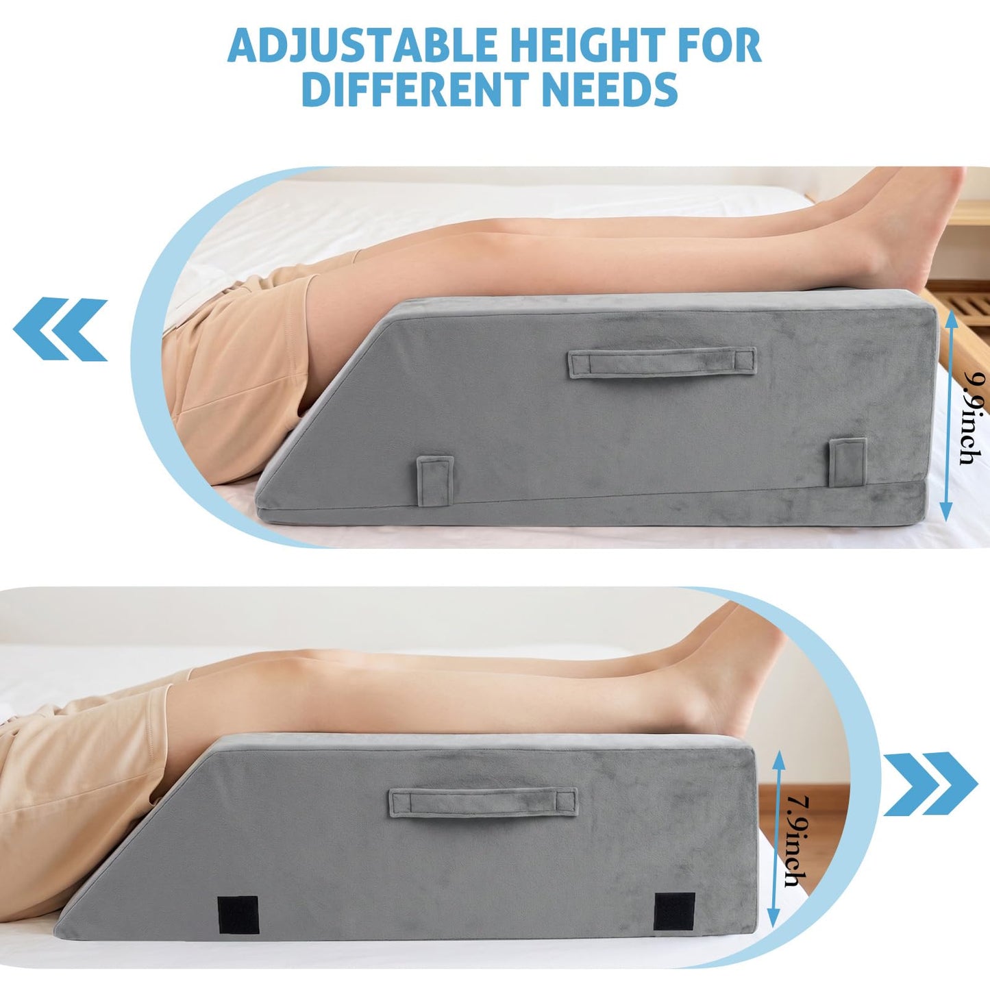 LEEHON Leg Elevation Pillows for After Surgery, Ergonomic Keeps Knee Straight, Adjustable Height Knee Replacement Recovery Aids, Suitable for Surgery, Injury, or Rest, Washable Cover, Single Leg