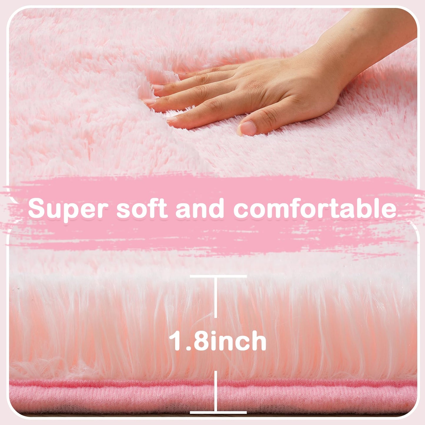 Pink Fluffy Rugs for Bedroom Girls: Area Rug 5x7 Pink Fuzzy Rug for Kids Room - Furry Rug Bedroom Decor