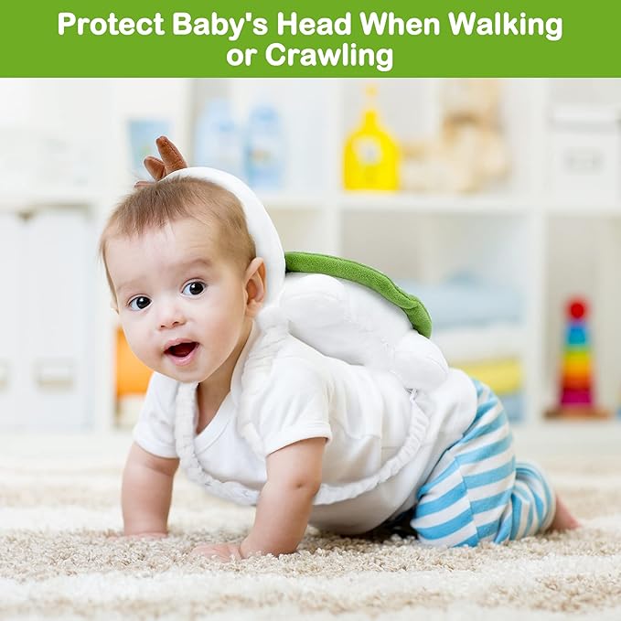 Baby Head Protector Backpack with Adjustable Straps Safety Pad Wear for Infant Toddler Walking & Crawling Essentials Fall Back Head Protection, Turtle