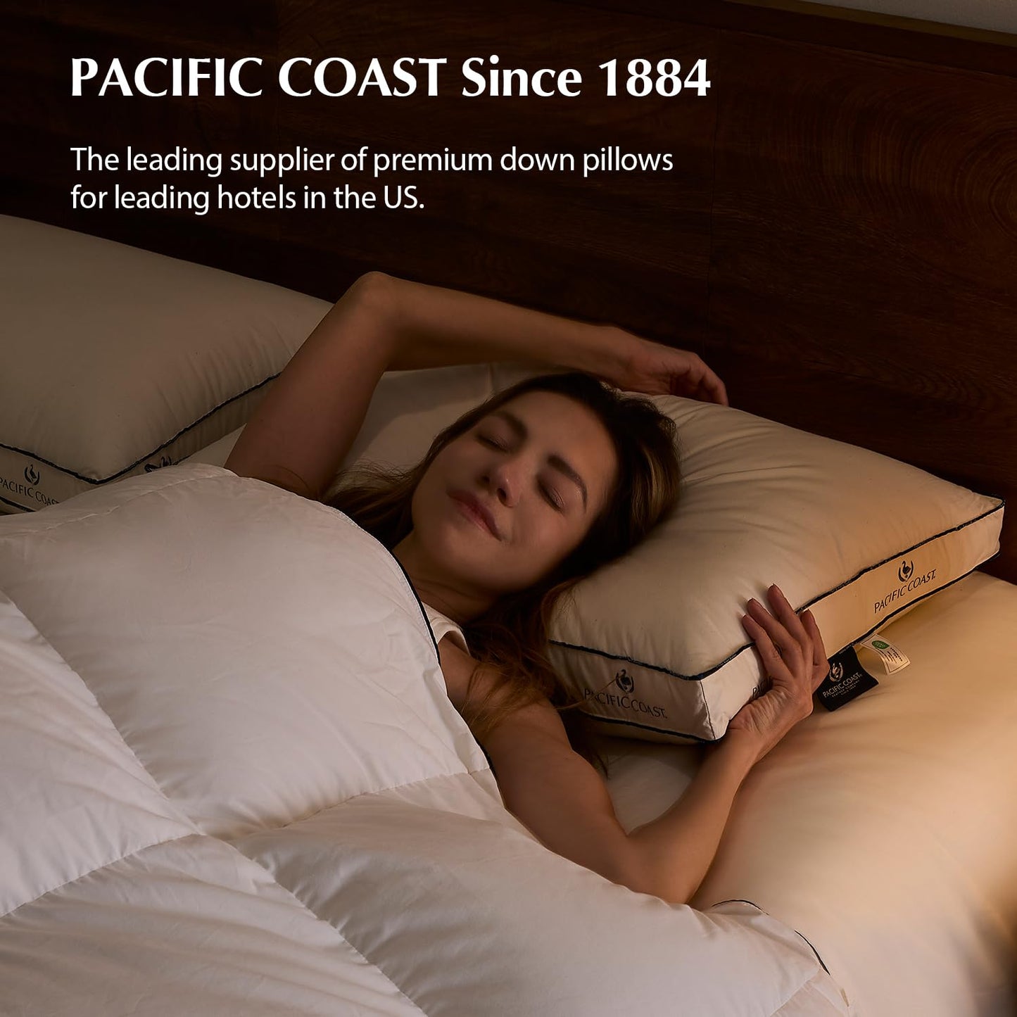 Pacific Coast Goose Feather and Down Pillows, Queen Size Set of 2, Gusseted Pillows, Bed Pillows for Sleeping, Good for Side and Back Sleepers, 100% Organic Cotton Fabric