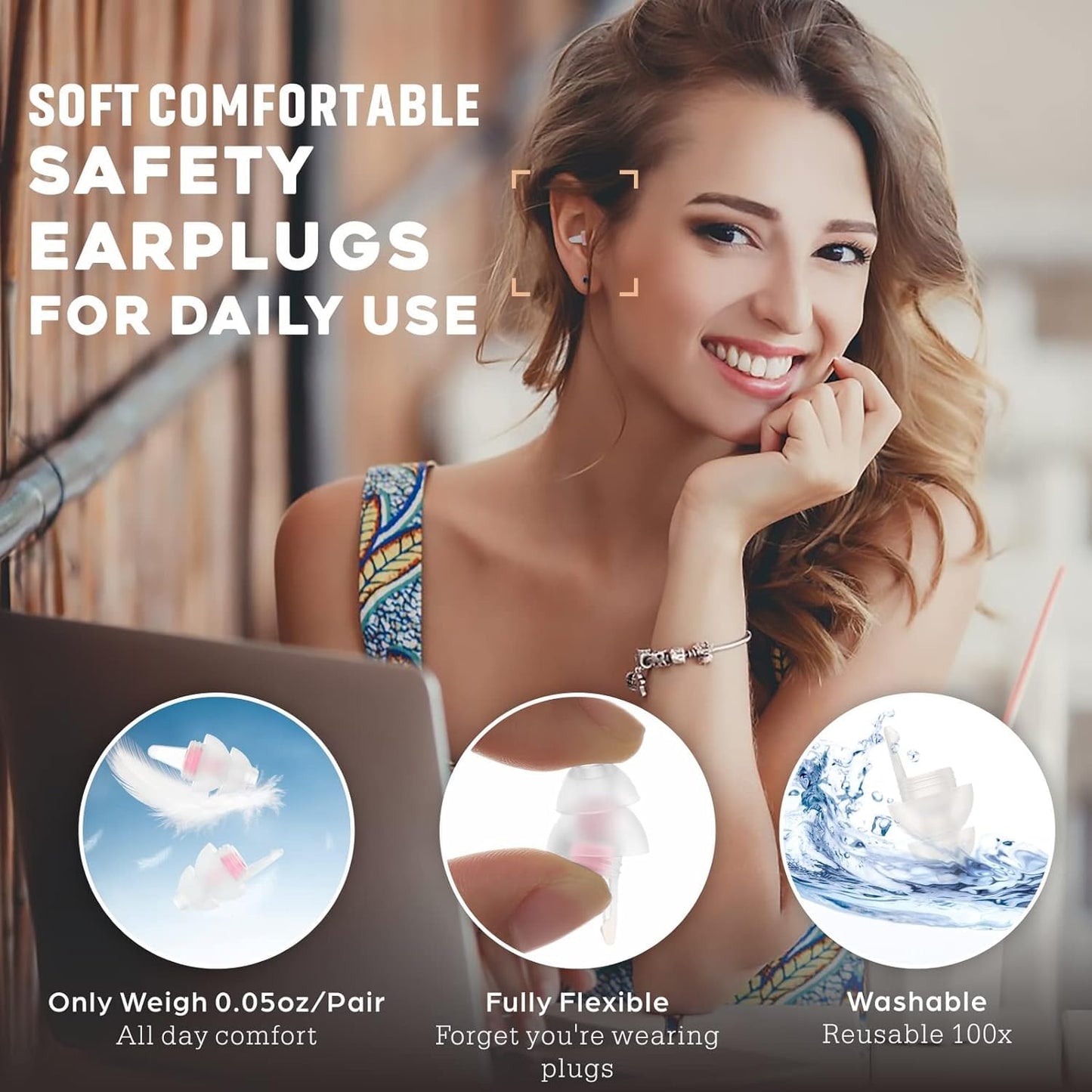 Softvox Small Ear Plugs for Sleeping, 2 Pairs Reusable Comfy Earplugs for Adults Kids 12+, Noise Reduction Earbuds for Sleep, Snoring, Work, Travel, Gardening, Concerts - 31dB Hearing Protection