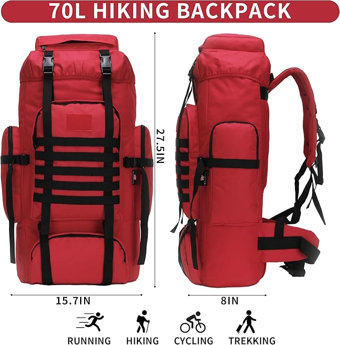 W WINTMING Hiking Backpack for Men 70L/100L Camping Backpack Military Rucksack Molle 3 Days Assault Pack for Climbing | Camping Backpack, 3 Days Assault Pack, for Climbing