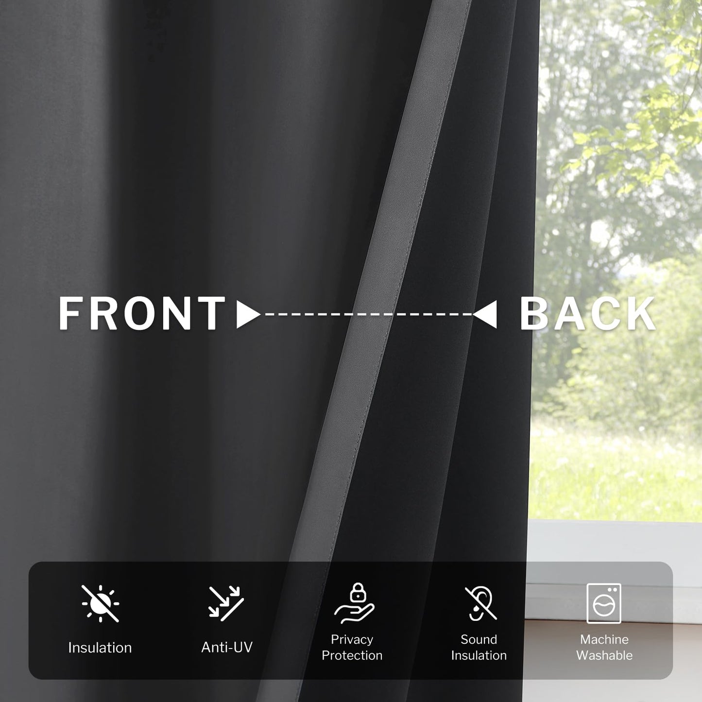 Melodieux Grey 100% Blackout Curtains for Living Room - Thermal Insulated Bedroom Grommet Drapes Full Room Darkening, 52 by 84 Inch(2 Panels)