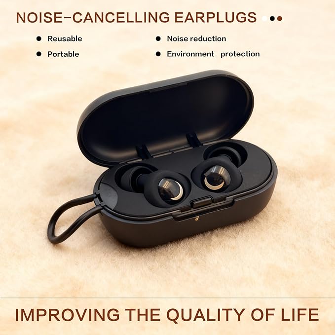 Sleeping Noise Cancelling Ear Plugs - Soft Silicone for Side Sleepers, 32dB Reusable Noise Reduction: Hearing Protection for Concerts & Travel