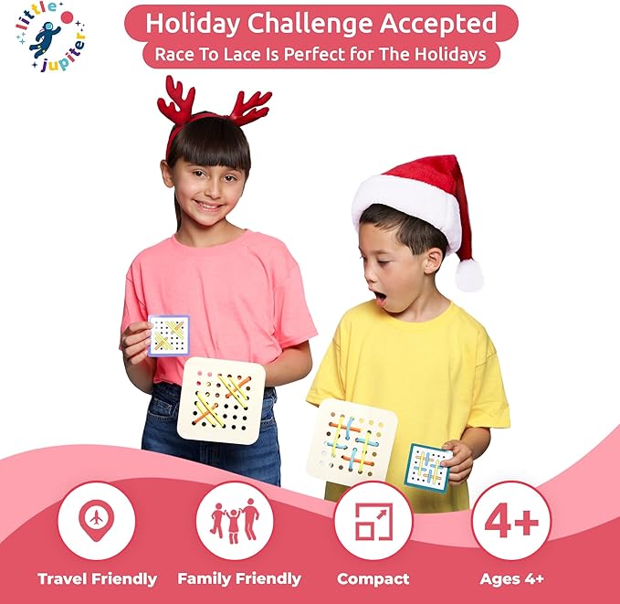 Race to Lace - Perfect Home or Travel Game for Kids and Adults - Ideal for 8-12 Years Old - Solo or 2+ Players for for 4+ Years & Up for Car, Airplanes, Road Trips - Family & Kids
