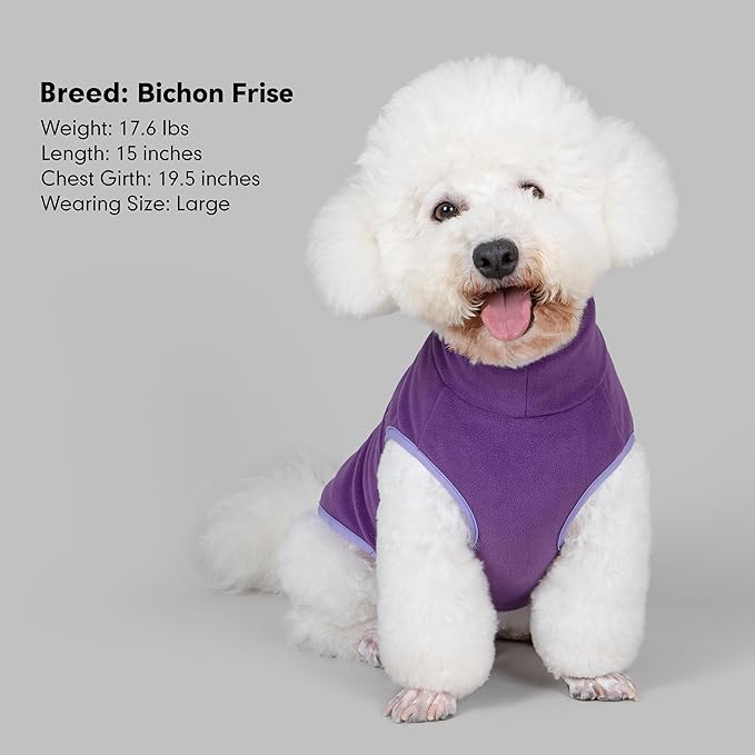 cyeollo Small Dog Sweater, Stretchy Soft Fleece Sweater Pullover Dog Vest Lightweight Turtleneck Warm Winter Doggie Clothes for Puppy Cats Apparel, Purple S