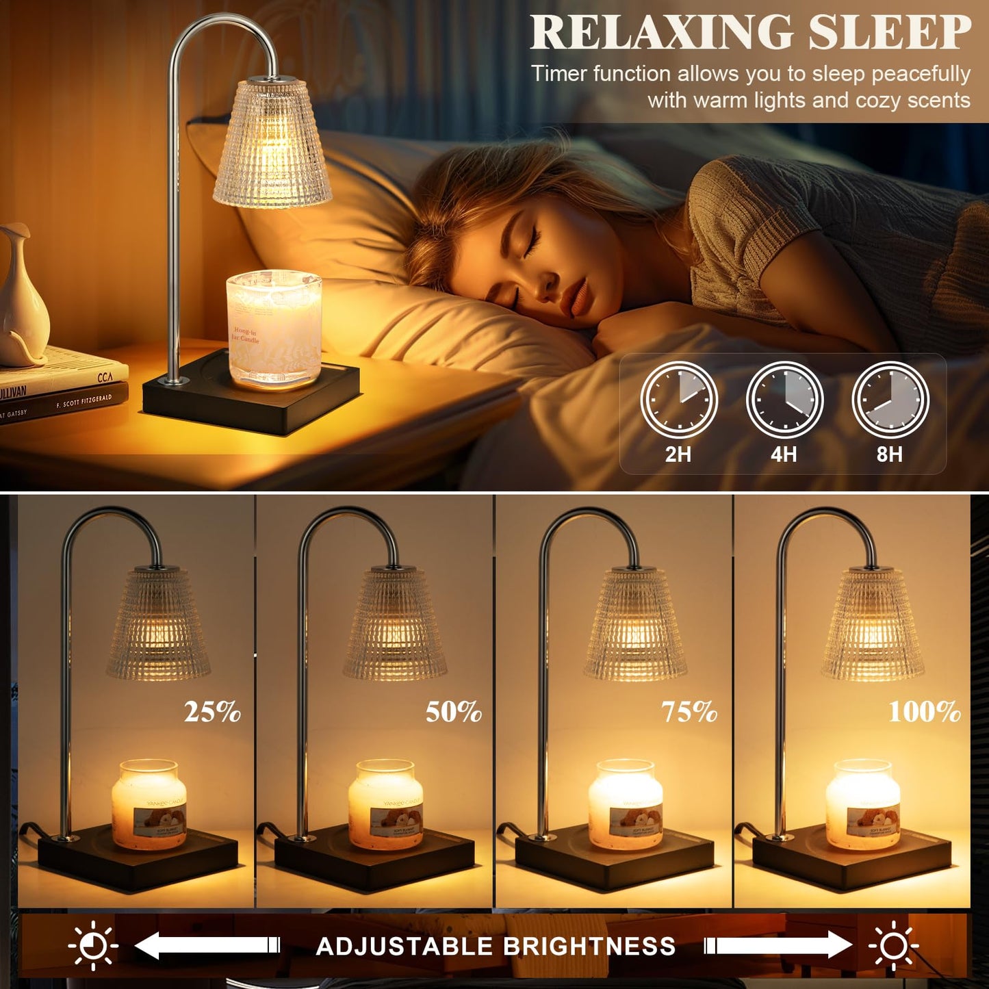 Hong-in Candle Warmer Lamp with Timer Dimmer,House Warming Gifts New Home Room Decor,Birthday Gifts for Women Mom Sister,Modern Wax Warmer for Scented Wax Jar Candles