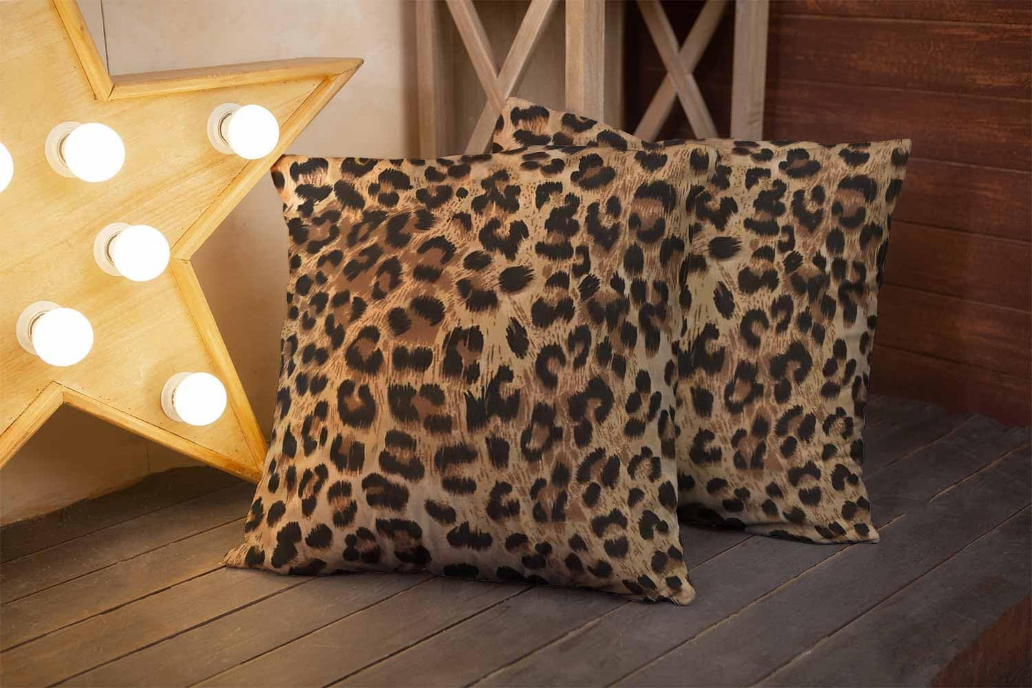 EMMTEEY Leopard Print Pillow Covers, 24x24 Throw-Pillow-Cover Set of 2 Cheetah Print Couch Pillow Cases Decorative Square Throw Pillows for Home Living Room Bedroom Bed Sofa Cushion Cover